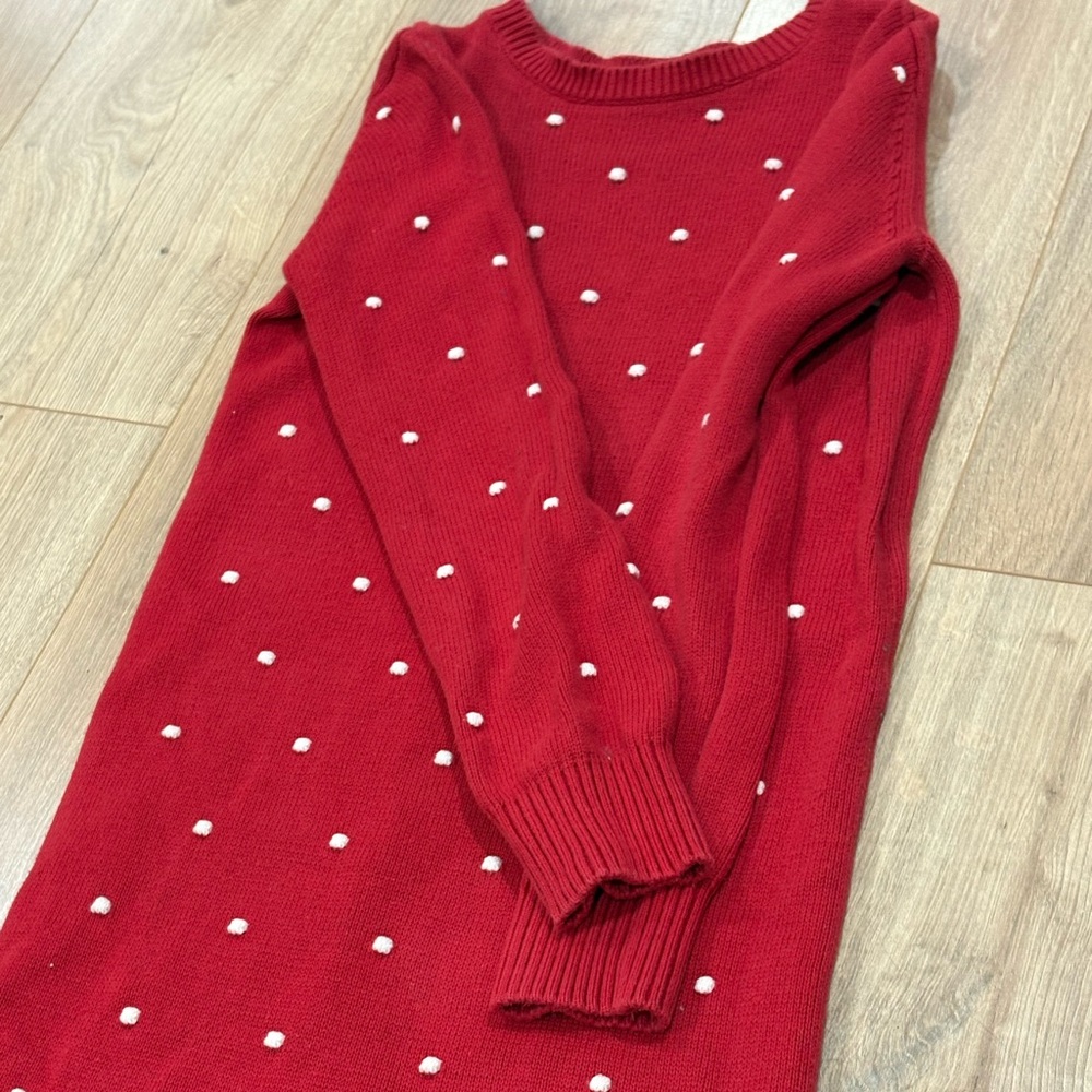 Red and white dress for a Christmas dinner